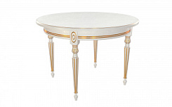 Стол Лакшери 1100*1100*765 (тон белый RAL9003 + патина золото) Стол Лакшери 1100*1100*765 (тон белый RAL9003 + патина золото)