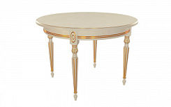 Стол Лакшери 1100*1100*765 (тон слон.кость RAL1013 + патина золото) Стол Лакшери 1100*1100*765 (тон слон.кость RAL1013 + патина золото)