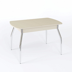 Стол Чикаго СТ МП 1100(1400)*680*750 Ноги 01 гальваника (стекло Бежевое матовое цвет КР) Стол Чикаго СТ МП 1100(1400)*680*750 Ноги 01 гальваника (стекло Бежевое матовое цвет КР)