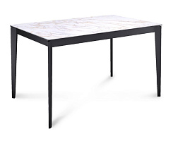 Стол KR1200 черный/керамика мрамор белый глянец Стол KR1200 черный/керамика мрамор белый глянец