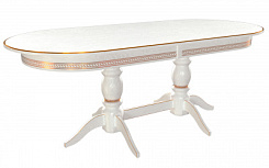 Стол Прайм 1900*840*765 (тон белый RAL9003 + патина золото) Стол Прайм 1900*840*765 (тон белый RAL9003 + патина золото)