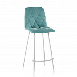 Стул барный Ричи велюр металлокаркас (каркас Барный белый тк. Велюр тиффани) Стул барный Ричи велюр металлокаркас (каркас Барный белый тк. Велюр тиффани)